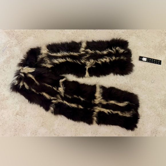 Vtg Carole Little Rabbit Fur Scarf Keyhole Opening Animal Print Mob Wife 90s NWT - Picture 5 of 10